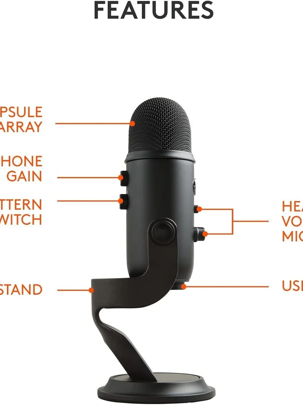 Logitech Black USB Studio Microphone with Stand